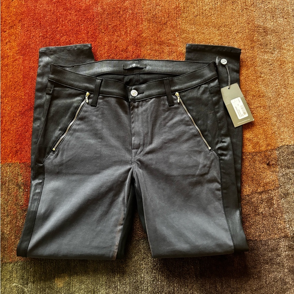 7 For All Mankind Black Zippered Pants - NWT - Sz 31